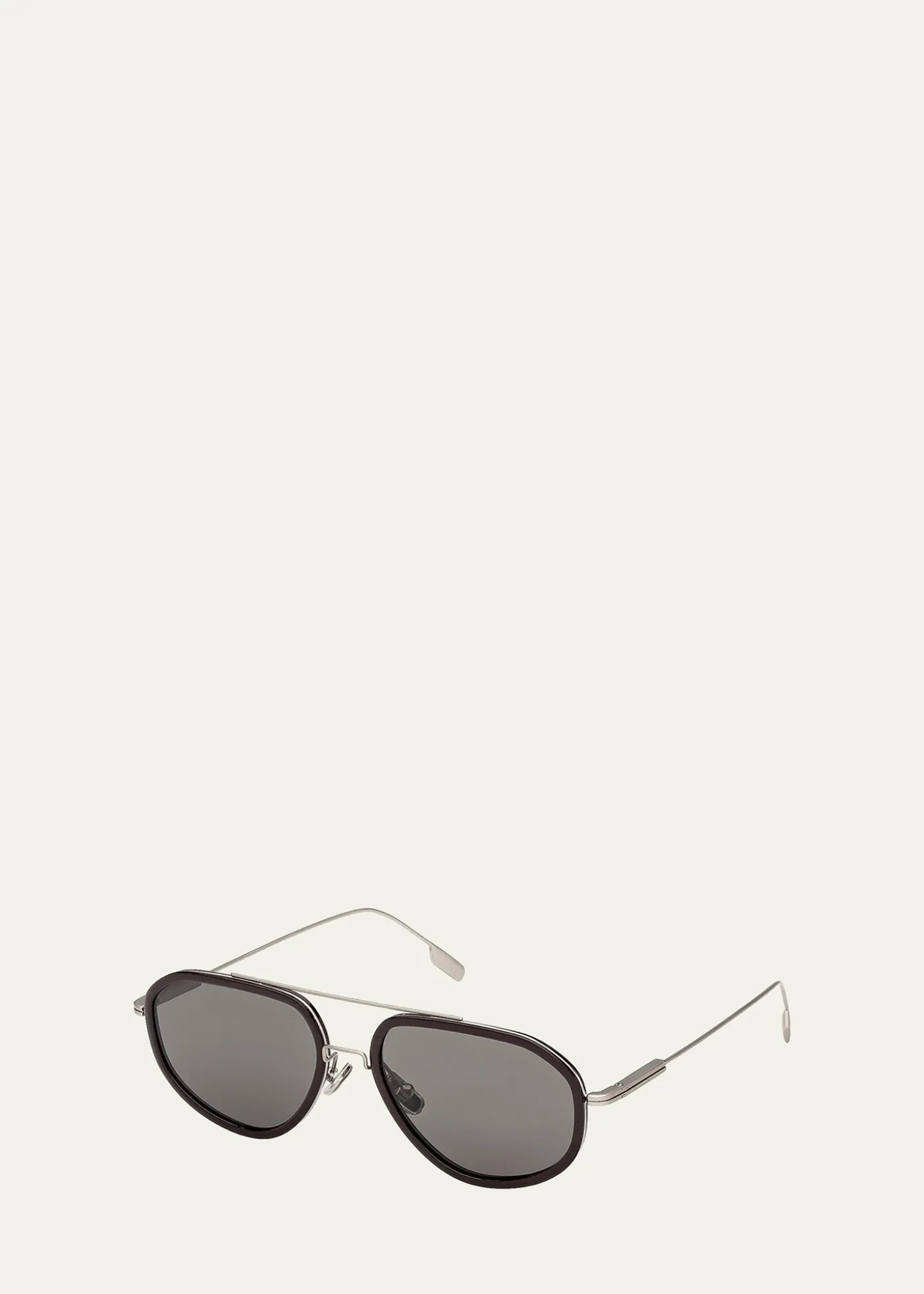 ZEGNAMen's Double-Bridge Titanium Aviator Sunglasses