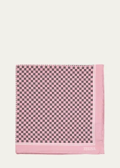 ZEGNAMen's Petite Geometric Floral Silk Pocket Square