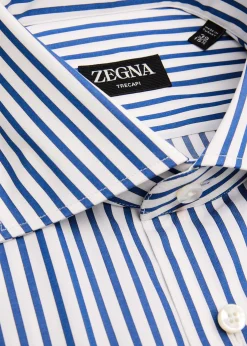 ZEGNAMen's Trecapi Cotton Bengal Stripe Dress Shirt