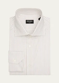 ZEGNAMen's Trecapi Cotton Narrow Double-Stripe Dress Shirt