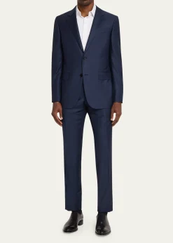 ZEGNAMen's Trofeo Wool Texture-Stripe Two-Piece Suit