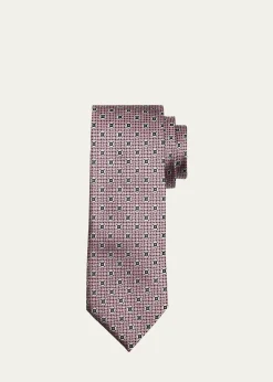 ZEGNAMen's Woven Medallion Silk Tie