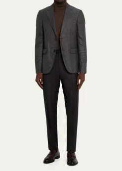 ZEGNAMen's Cashmere and Silk Houndstooth Check Sport Coat