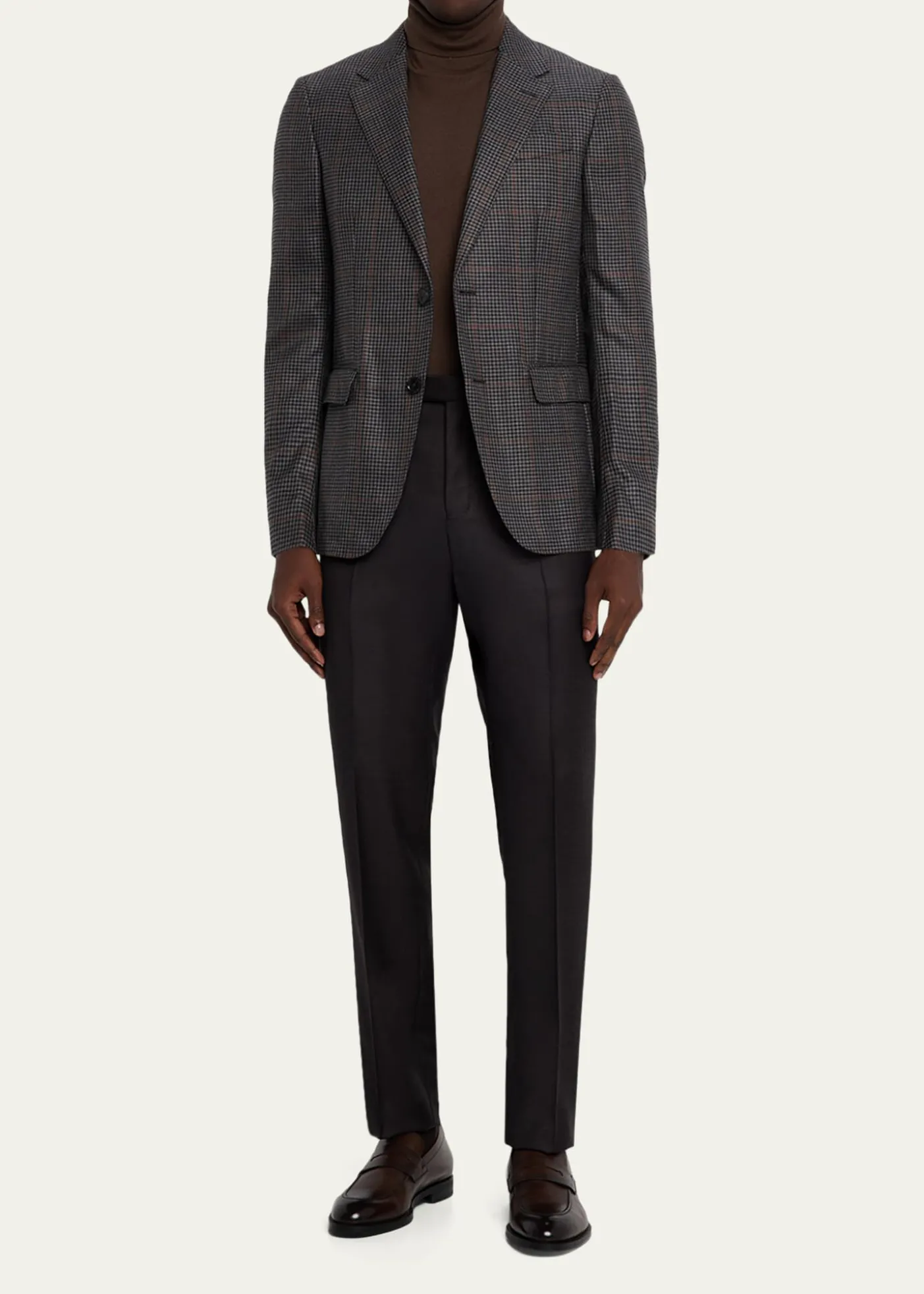 ZEGNAMen's Cashmere and Silk Houndstooth Check Sport Coat