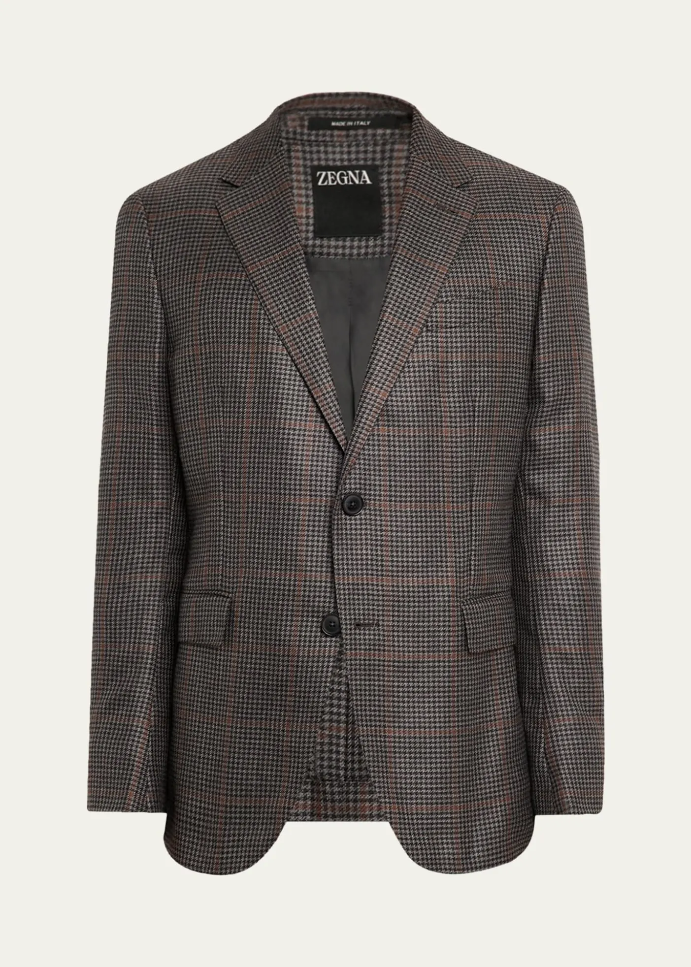 ZEGNAMen's Cashmere and Silk Houndstooth Check Sport Coat