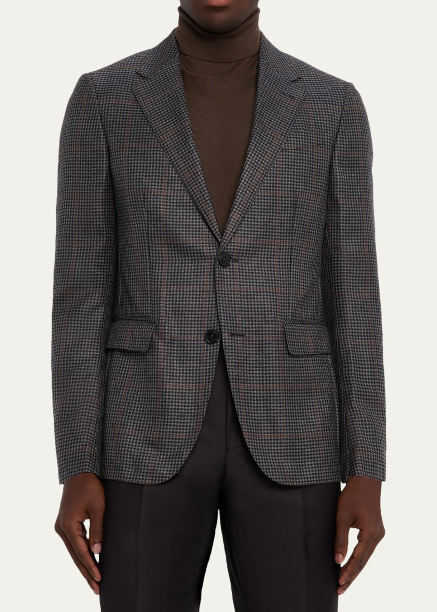 ZEGNAMen's Cashmere and Silk Houndstooth Check Sport Coat
