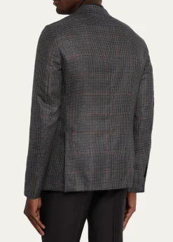 ZEGNAMen's Cashmere and Silk Houndstooth Check Sport Coat