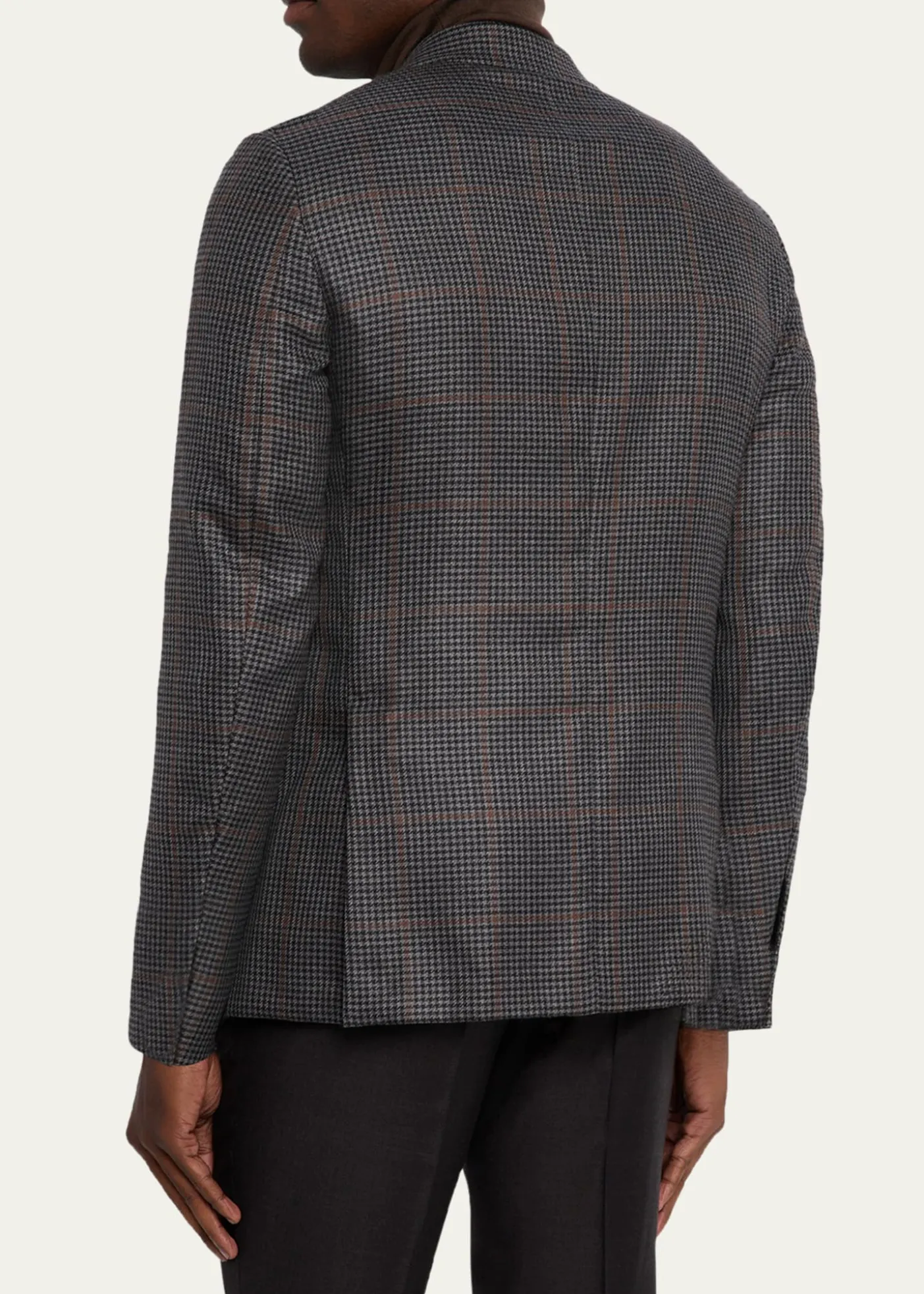 ZEGNAMen's Cashmere and Silk Houndstooth Check Sport Coat