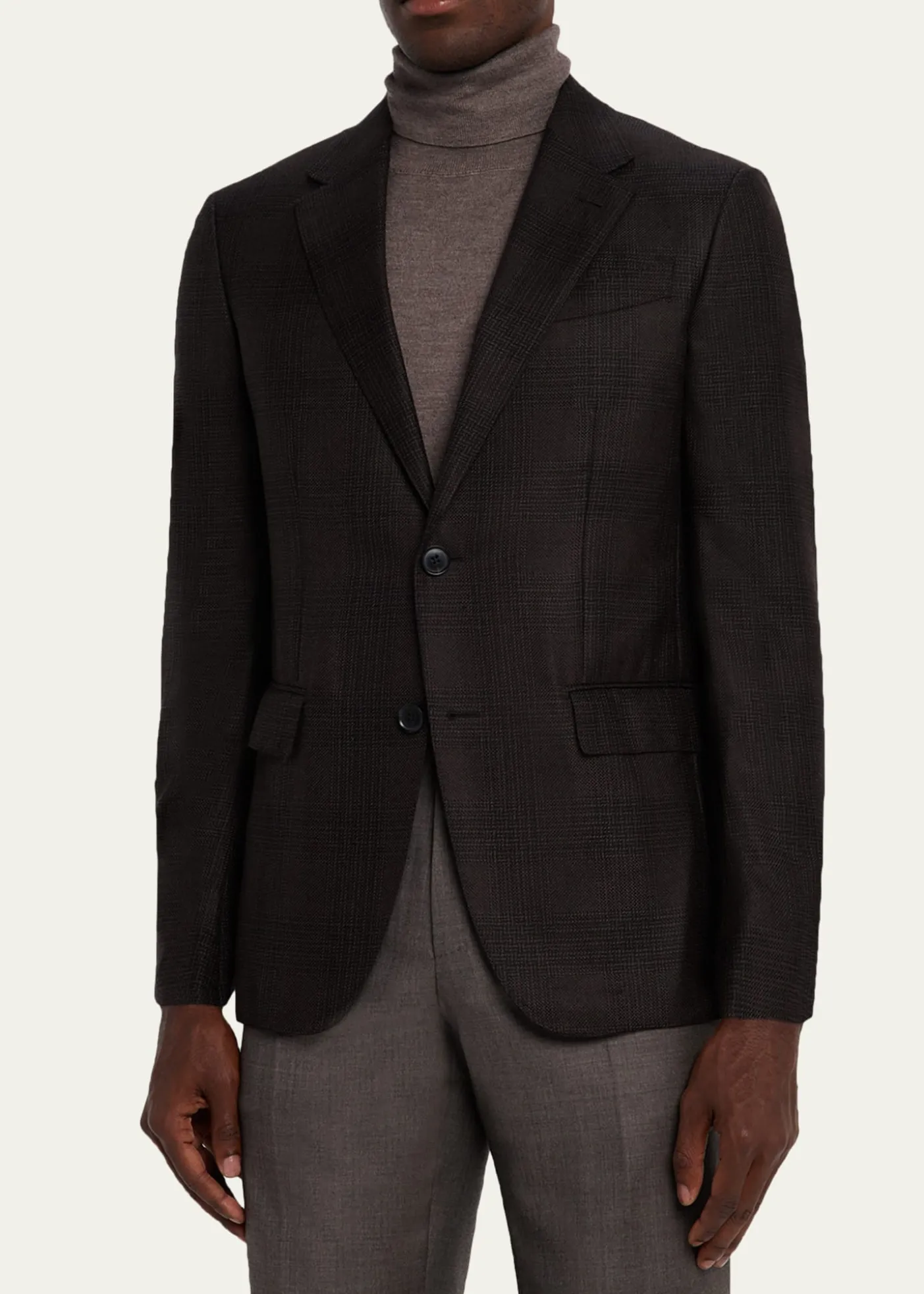 ZEGNAMen's Cashmere and Silk Tonal Plaid Sport Coat