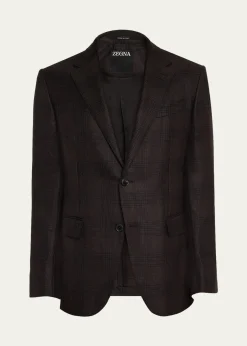 ZEGNAMen's Cashmere and Silk Tonal Plaid Sport Coat