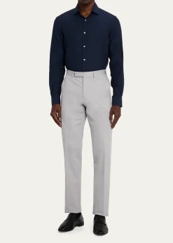 ZEGNAMen's Cotton-Stretch Modern Fit Trousers