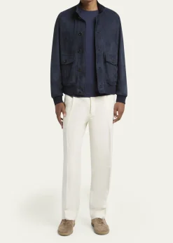 ZEGNAMen's Dark Indigo Blue Suede Blouson