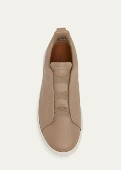 ZEGNAMen's Deerskin Triple Stitch Sneakers