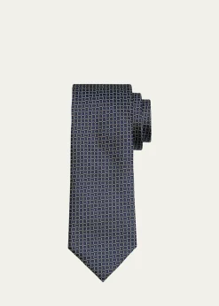 ZEGNAMen's Geometric Net Silk Tie