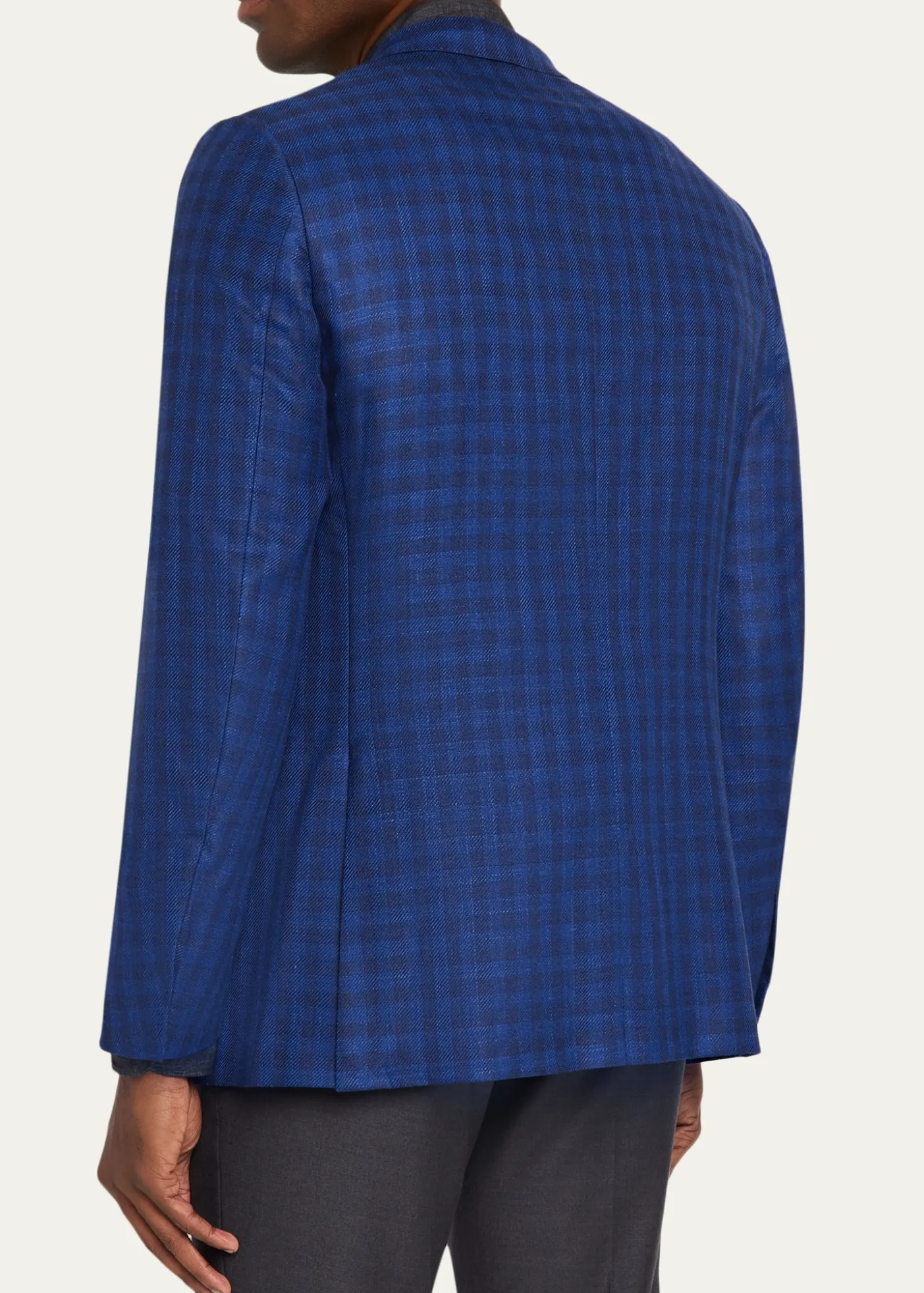 ZEGNAMen's Gingham Check Single-Breasted Sport Coat