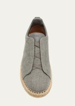 ZEGNAMen's Linen-Blend Triple Stitch Espadrilles
