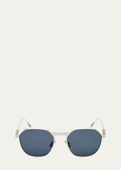ZEGNAMen's Metal Round Sunglasses