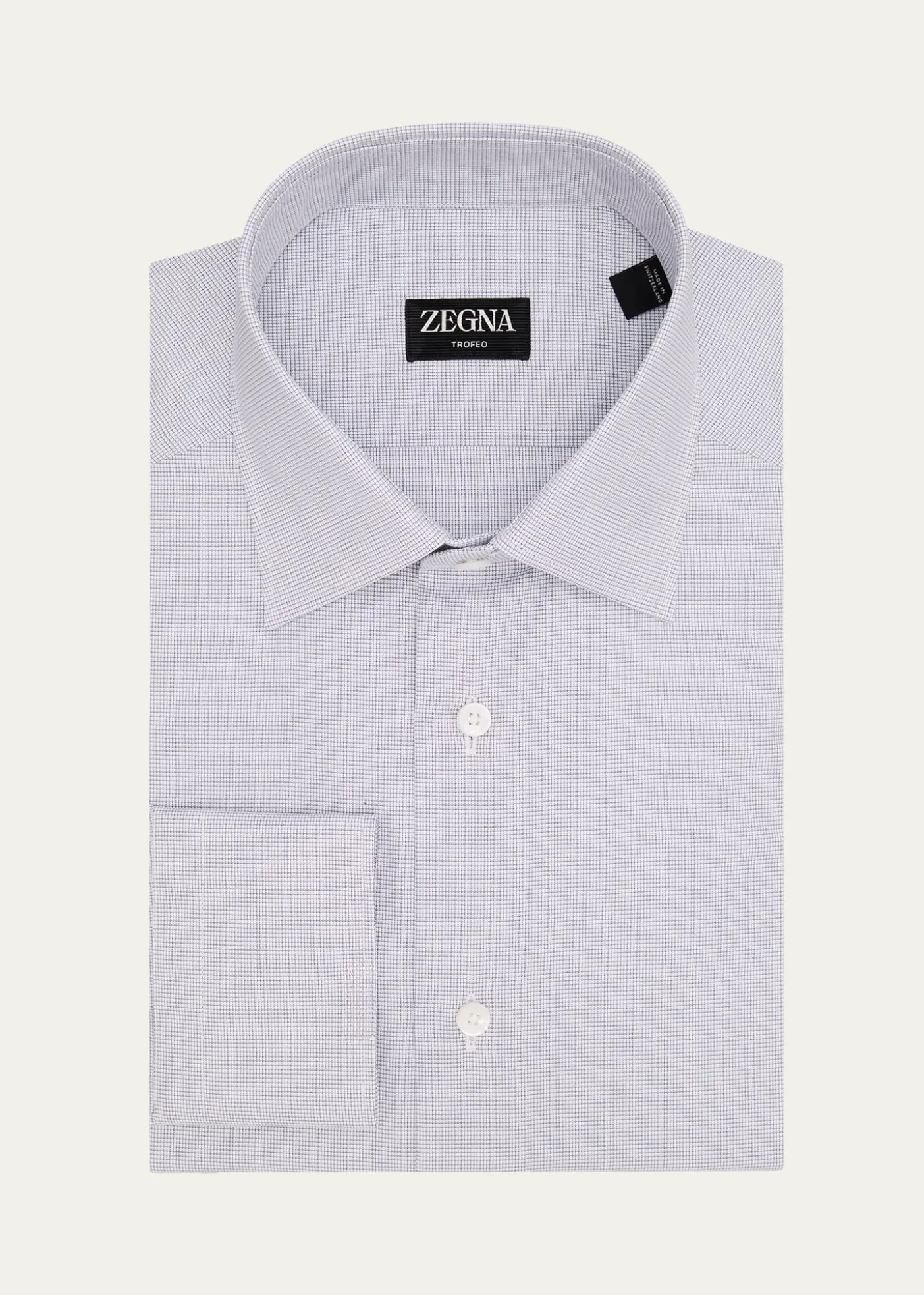 ZEGNAMen's Micro-Check Trofeo Cotton Dress Shirt