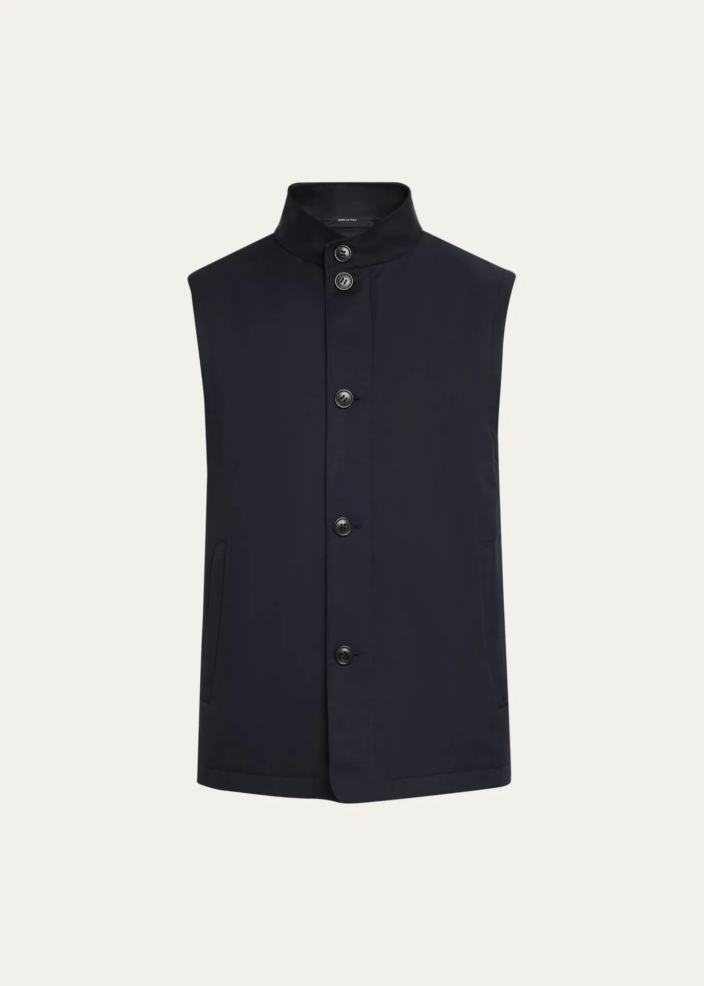 ZEGNAMen's Motorin Stand Collar Button-Front Vest