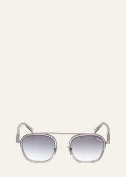 ZEGNAMen's Orizzonte I Geometric Acetate and Metal Sunglasses
