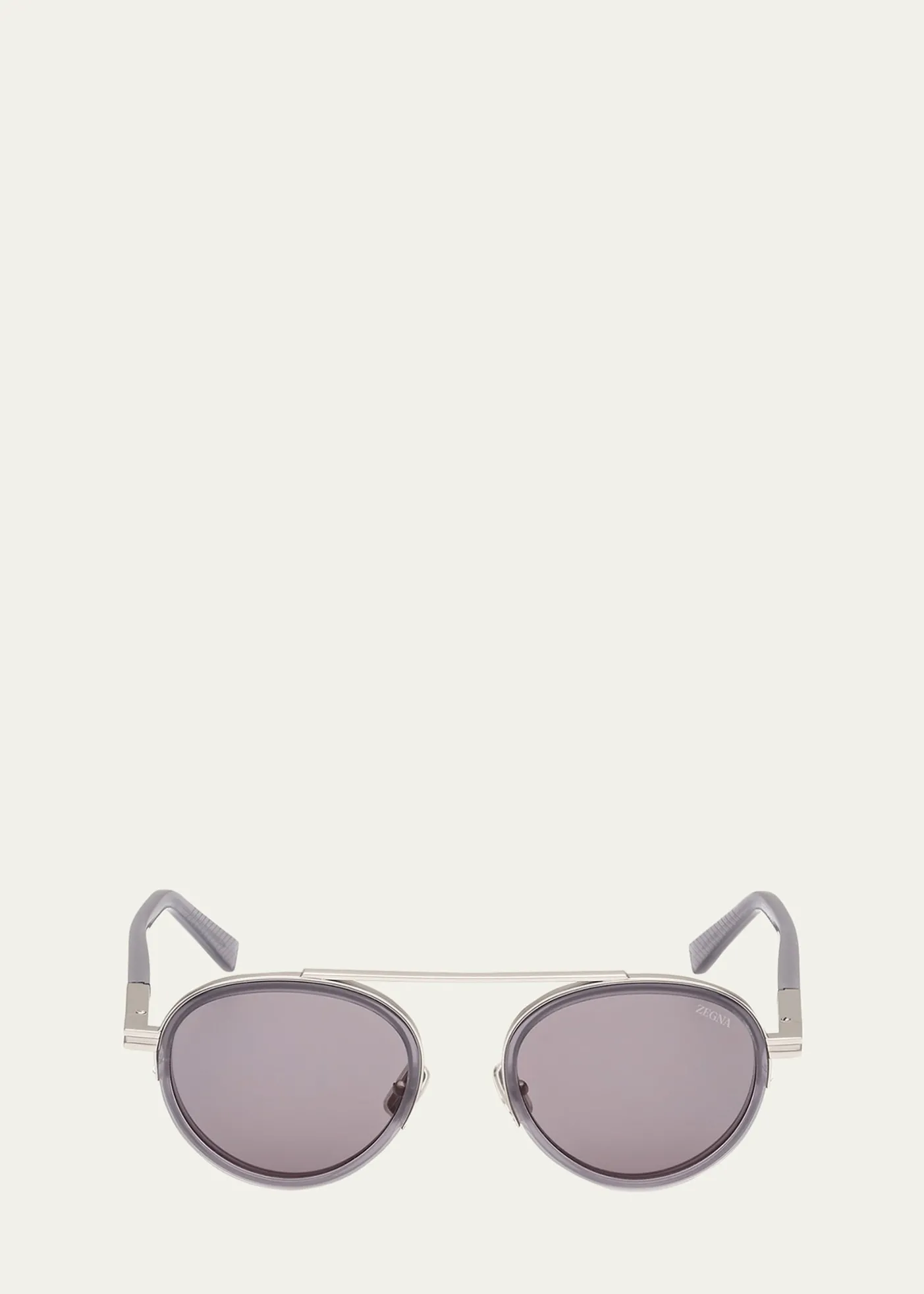 ZEGNAMen's ORIZZONTE II Metal-Acetate Round Sunglasses