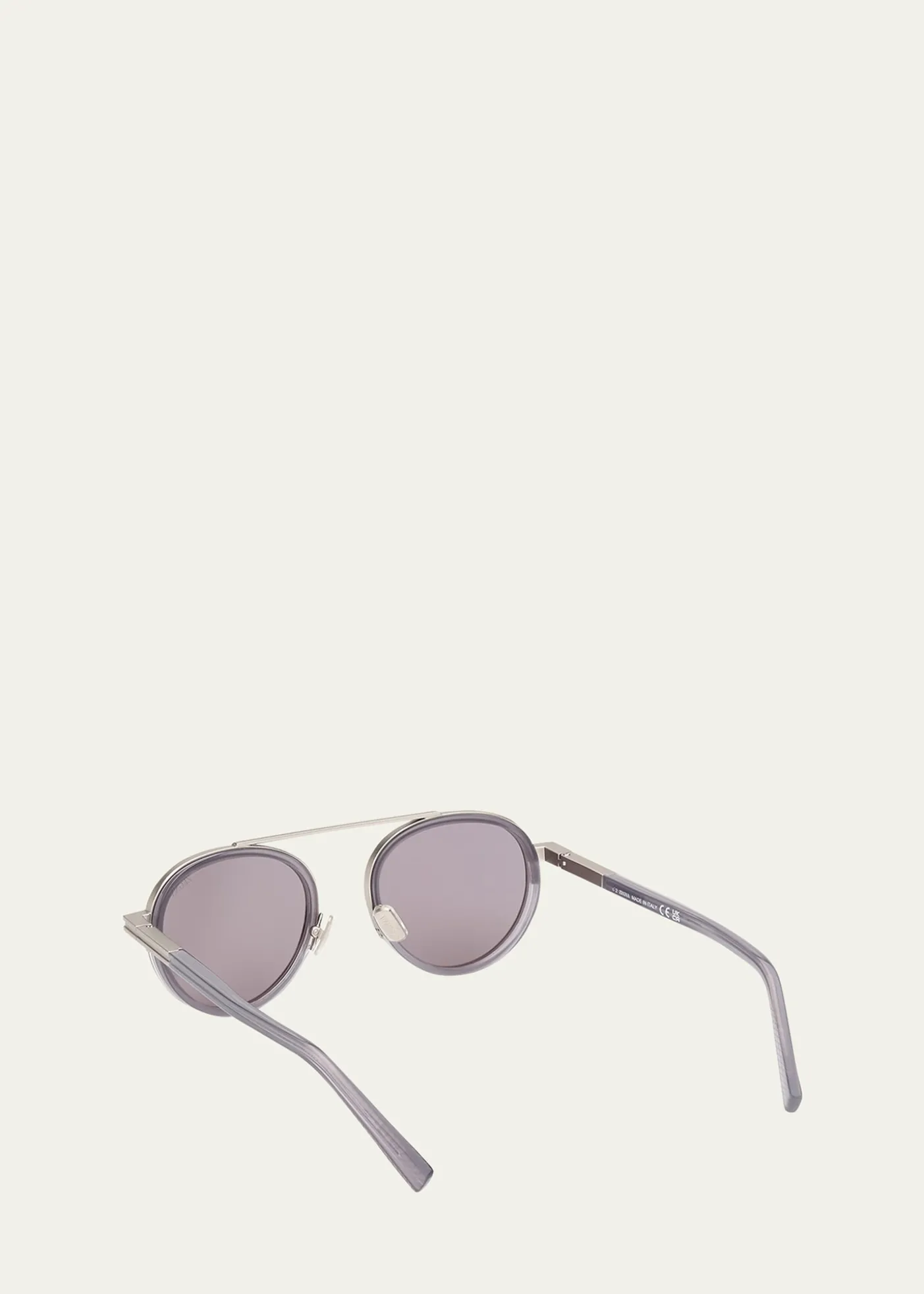 ZEGNAMen's ORIZZONTE II Metal-Acetate Round Sunglasses