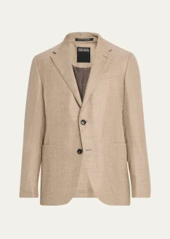 ZEGNAMen's Patch-Pocket Melange Single-Breasted Sport Coat