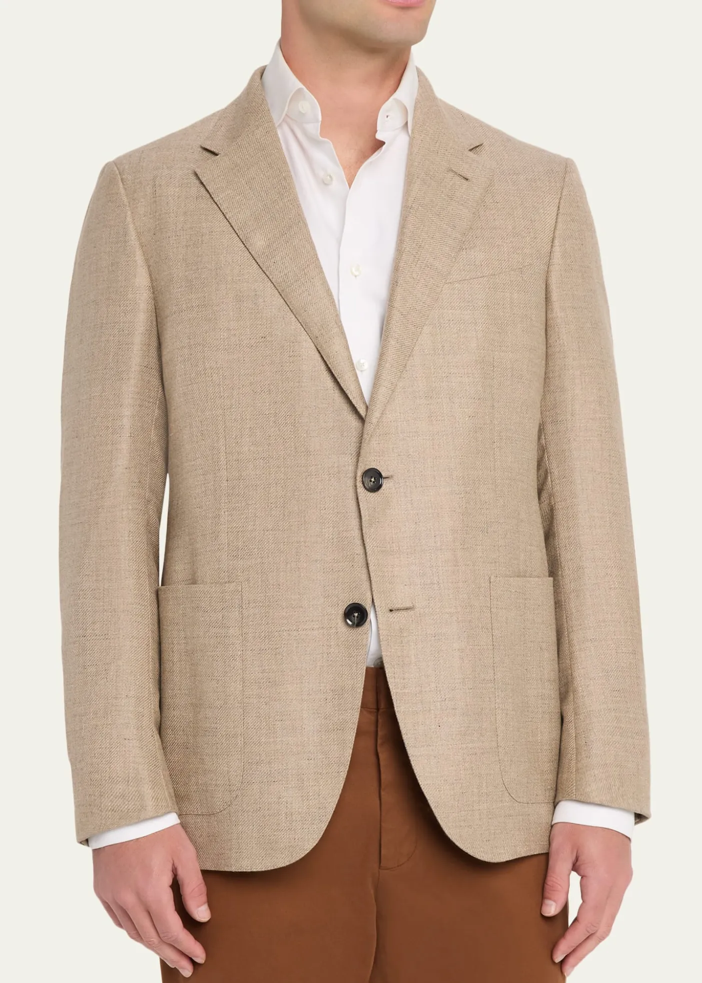 ZEGNAMen's Patch-Pocket Melange Single-Breasted Sport Coat