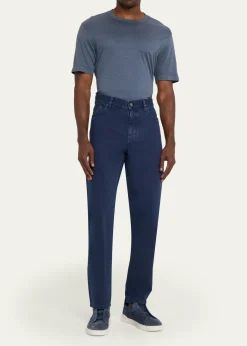 ZEGNAMen's Pure Cotton Slim Fit Five-Pocket Jeans
