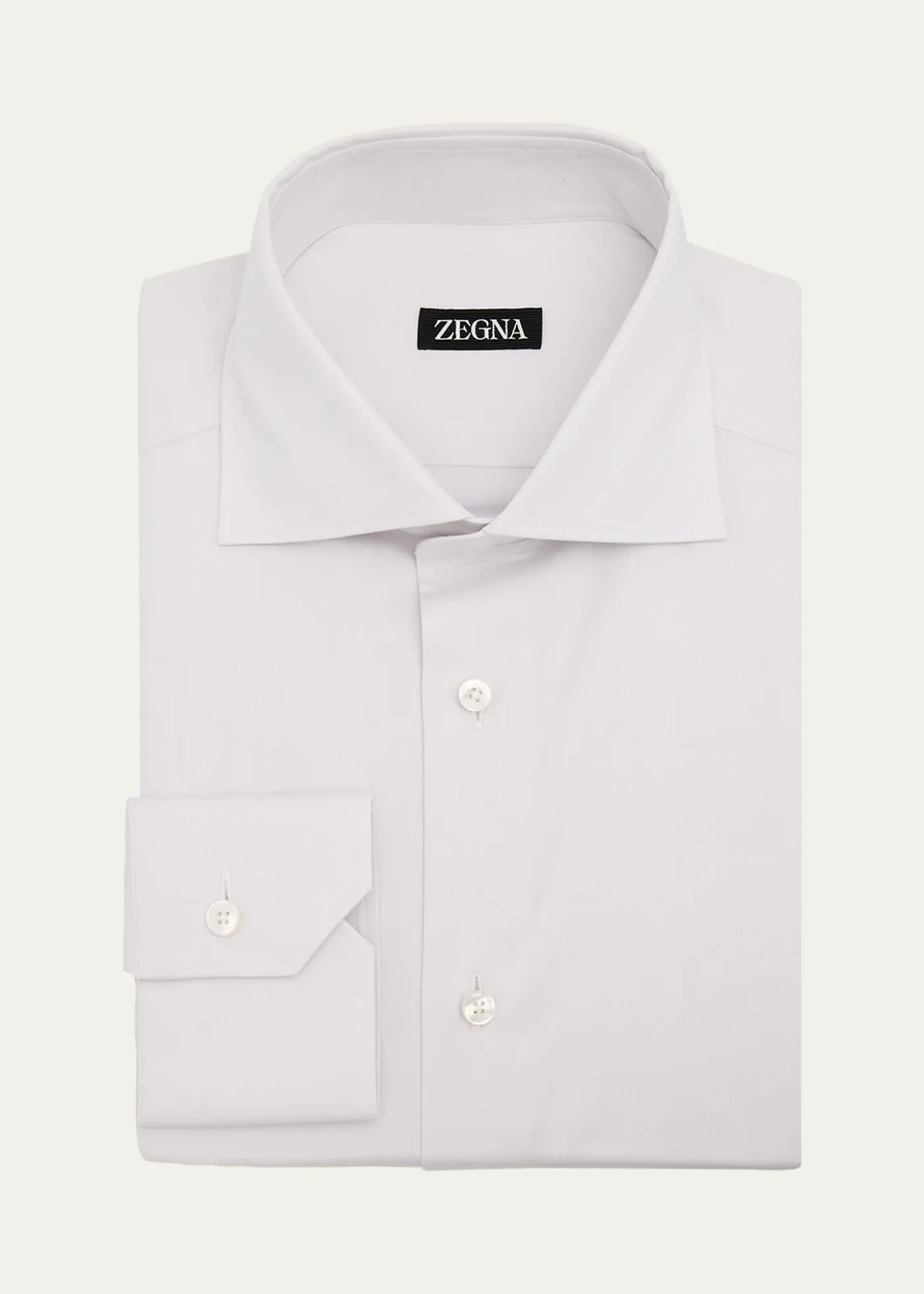 ZEGNAMen's Solid Cotton Twill Dress Shirt