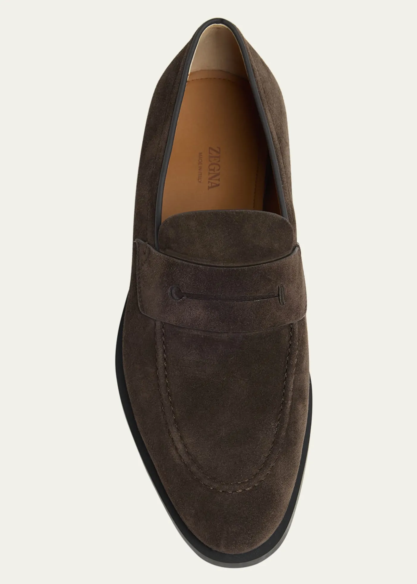 ZEGNAMen's Suede Rubber-Sole Penny Loafers