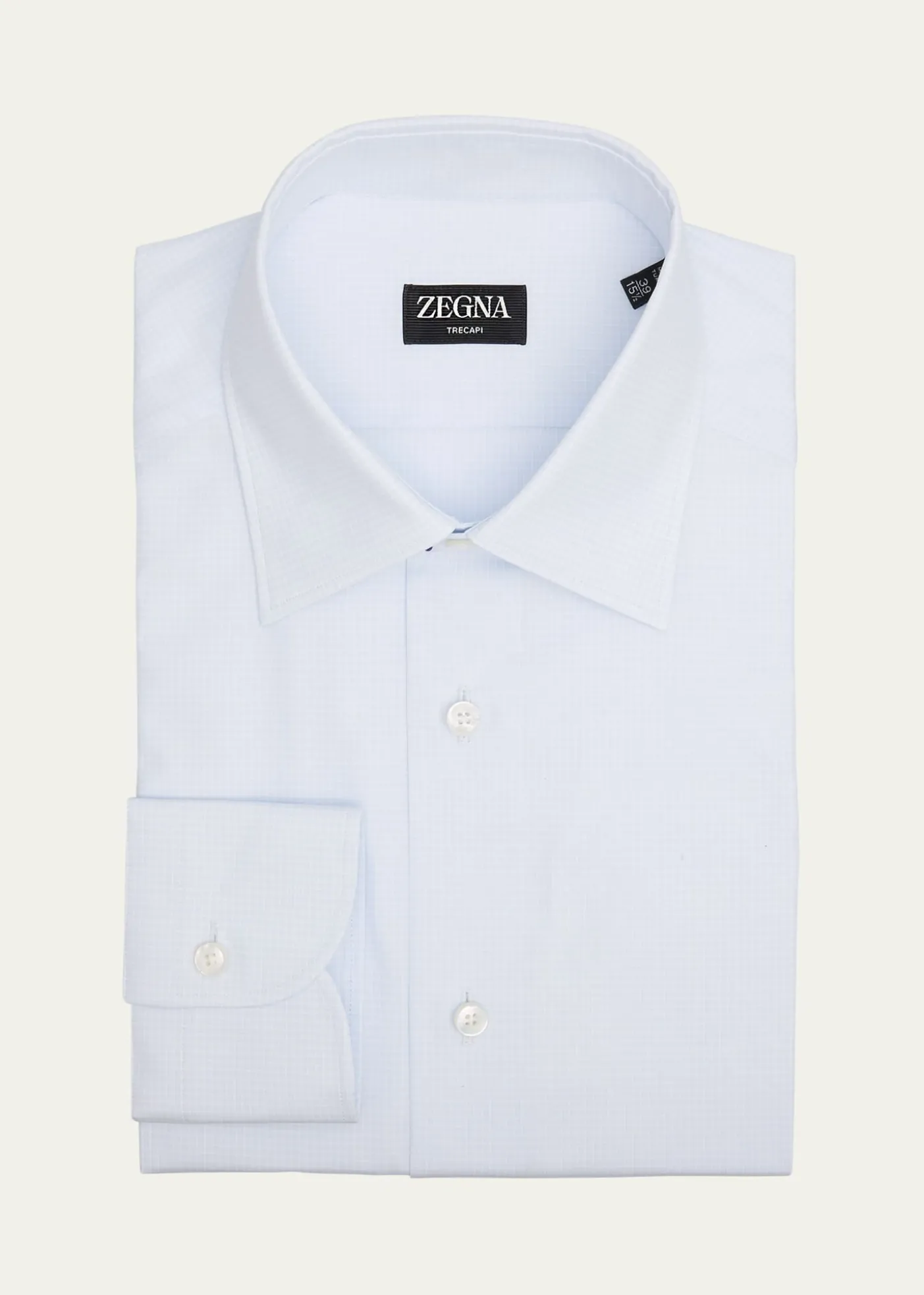ZEGNAMen's Trecapi Cotton Grid Check Dress Shirt