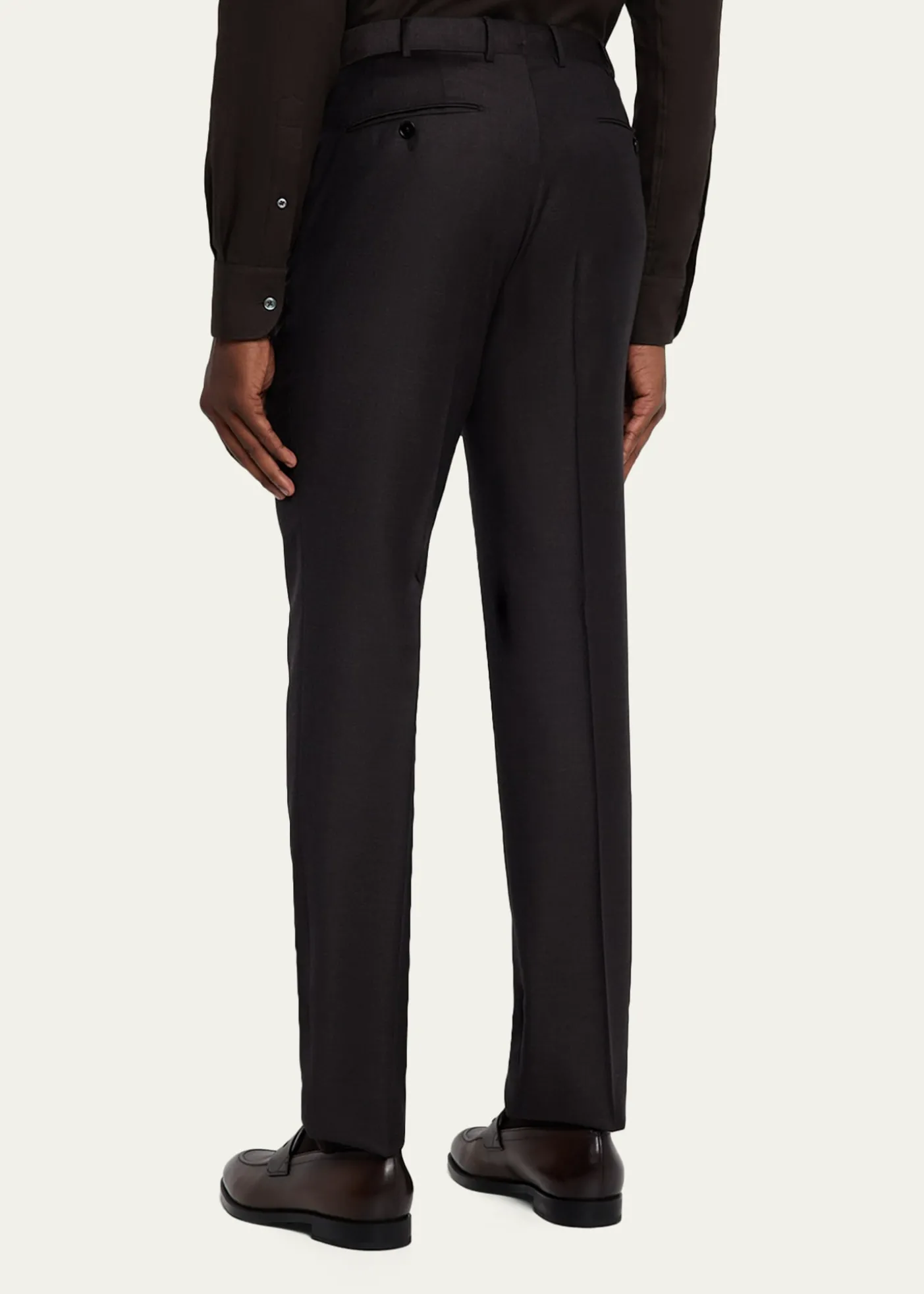 ZEGNAMen's Trofeo Wool Slim Flat-Front Trousers