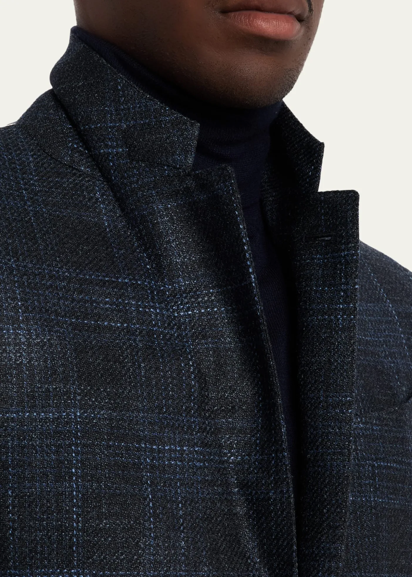 ZEGNAMen's Winter Crossover Check Single-Breasted Sport Coat