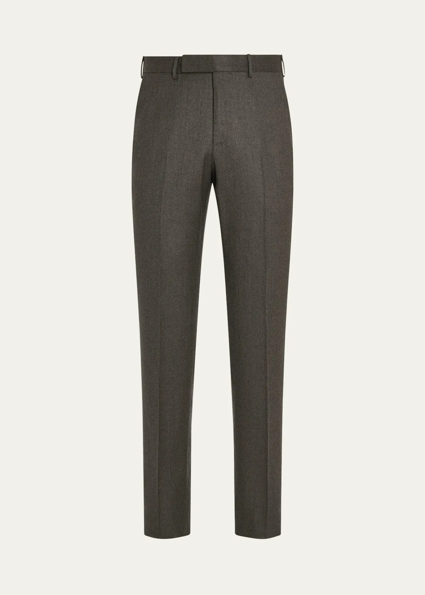 ZEGNAMen's Wool Flannel Flat-Front Trousers
