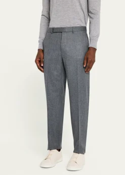 ZEGNAMen's Wool Flannel Flat-Front Trousers