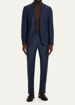 ZEGNAMen's Wool Sharkskin Modern Fit Trousers