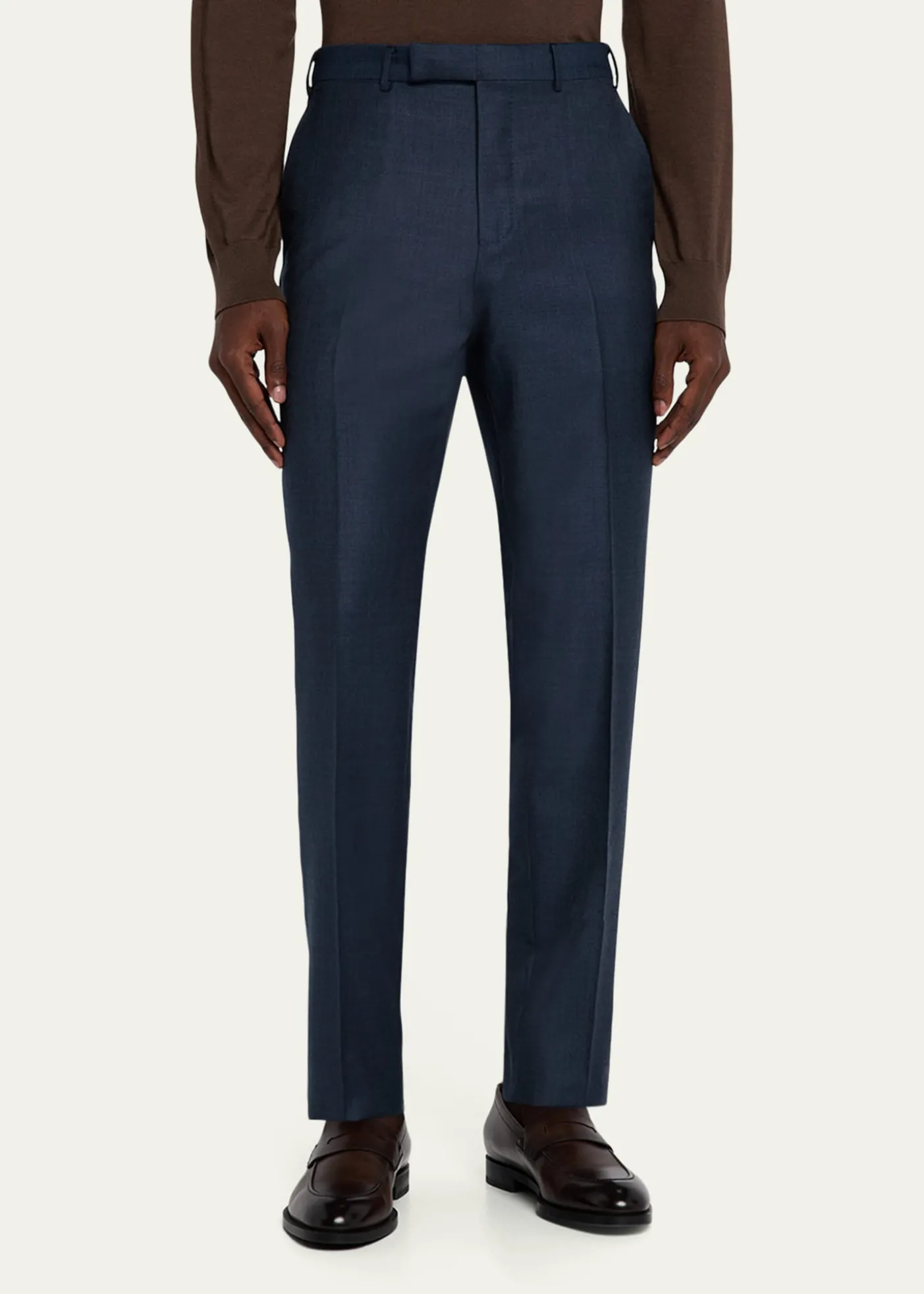 ZEGNAMen's Wool Sharkskin Modern Fit Trousers