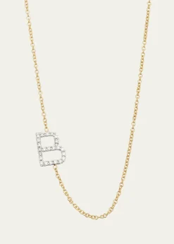 Zoe Lev JewelryDiamond Asymmetrical Initial Necklace, B