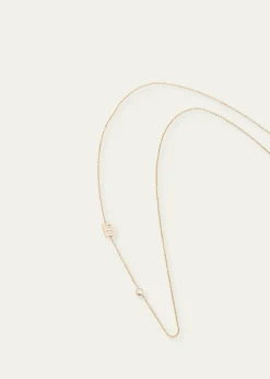 Zoe Lev Jewelry14K Gold Asymmetrical Initial and Bezel Diamond Necklace, 16-18"L